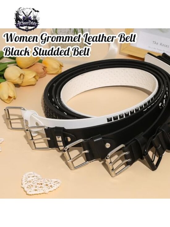 3pcs Studded Belt Y2K Punk Rock Rivet Belt with Pyramid Studs Faux Leather main image 5